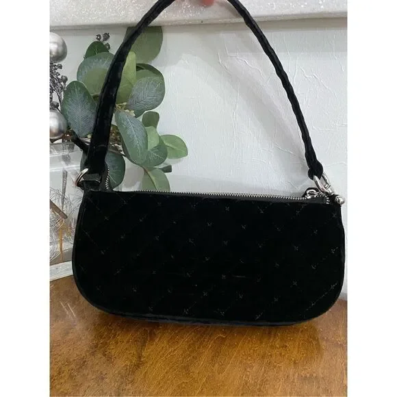 New Urban Outfitters Black Velvet Rhinestone Purse - Picture 2 of 4